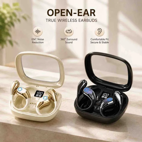 Bežične Bluetooth slušalice otvorenog tipa, kutija s ekranom