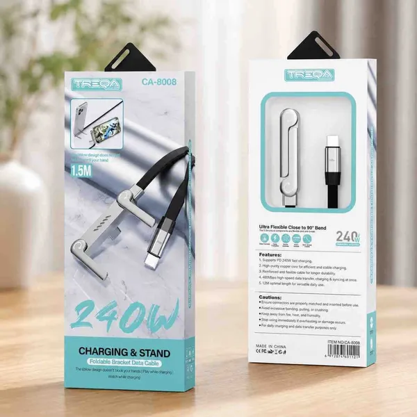 USB-C kabl sa stalkom za mobitel TREQA, 240 W, 1,5 m