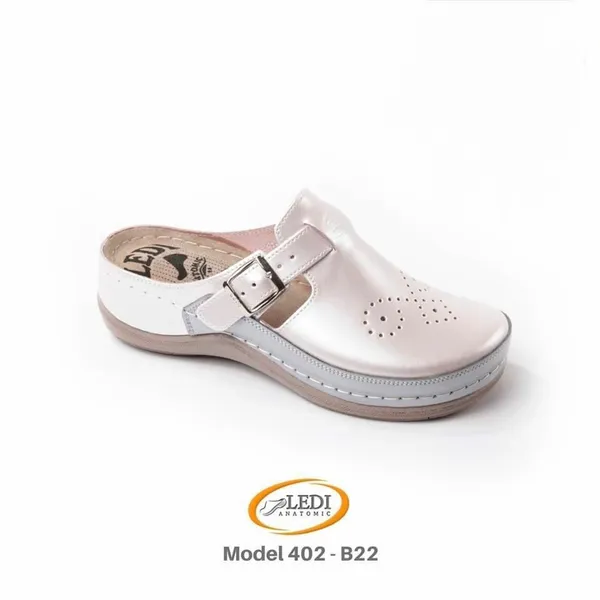 LEDI ANATOMIC 402-B22 — roze biserne perforirane klompe s kopčom