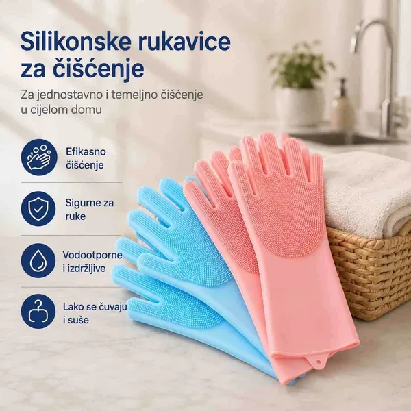 Silikonske rukavice za pranje suđa s četkicama