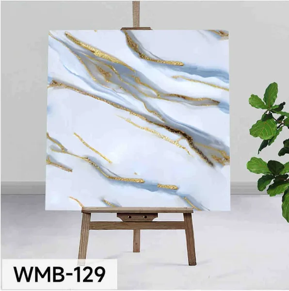 Samoljepljiva zidna pločica 60×60 cm — bijeli mramor s plavim i zlatnim žilama
