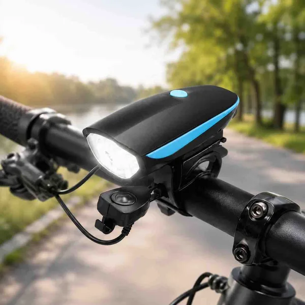 Prednja lampa za bicikl sa sirenom, punjiva preko USB-a