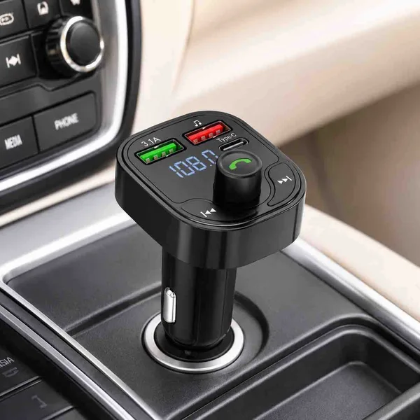FM transmiter za auto s Bluetoothom i okretnim regulatorom, USB-C