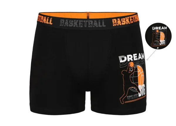 Bokserice za dječake – crne 'Basketball' (12–15)