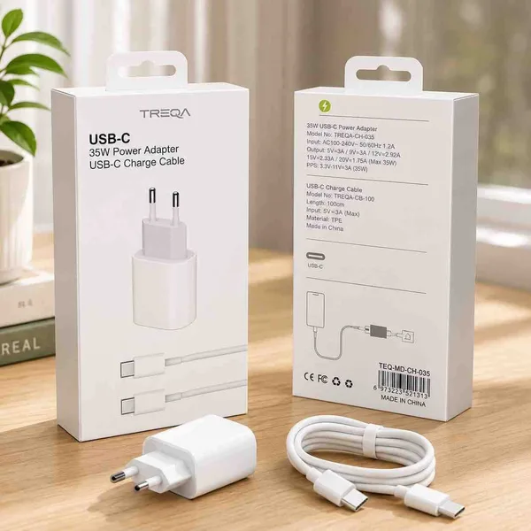 USB-C punjač TREQA 35 W s USB-C kablom, 1 m